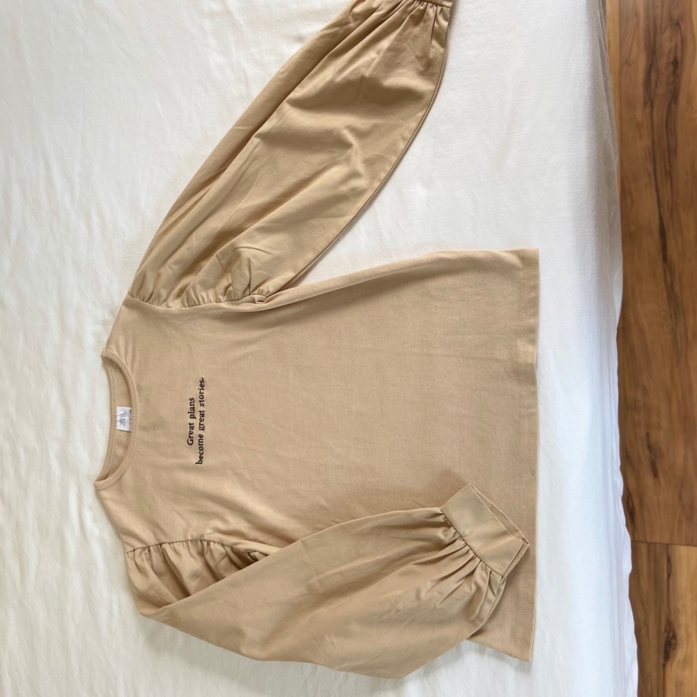 Brand New WT ZARA girls puffer sleeve shirt